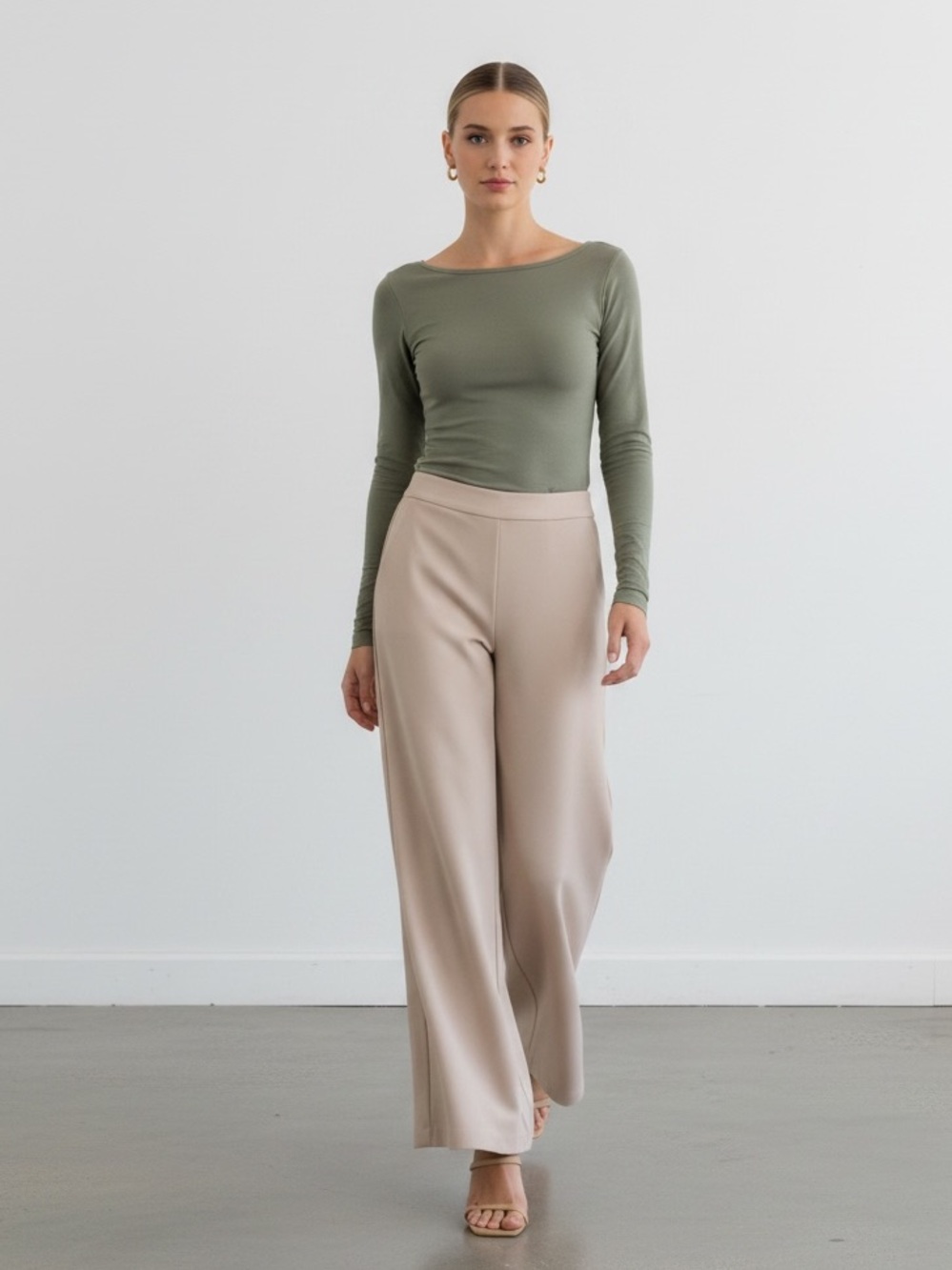 697 • Ash Mocha Wide Leg Cool Draped Trousers